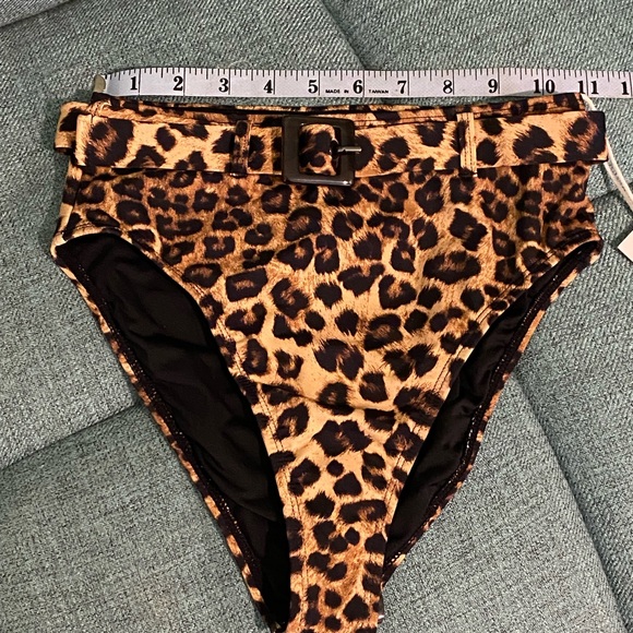 Good American Brown Leopard Print Showoff Belted Bikini Bottoms Womens Size 1 - Picture 8 of 8